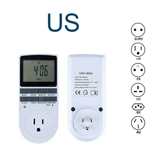 Elektronische digitale tijdschakelaar 24 uur cyclisch EU UK AU US BR FR stekker keuken timer stopcontact programmeerbare timer socket 220V