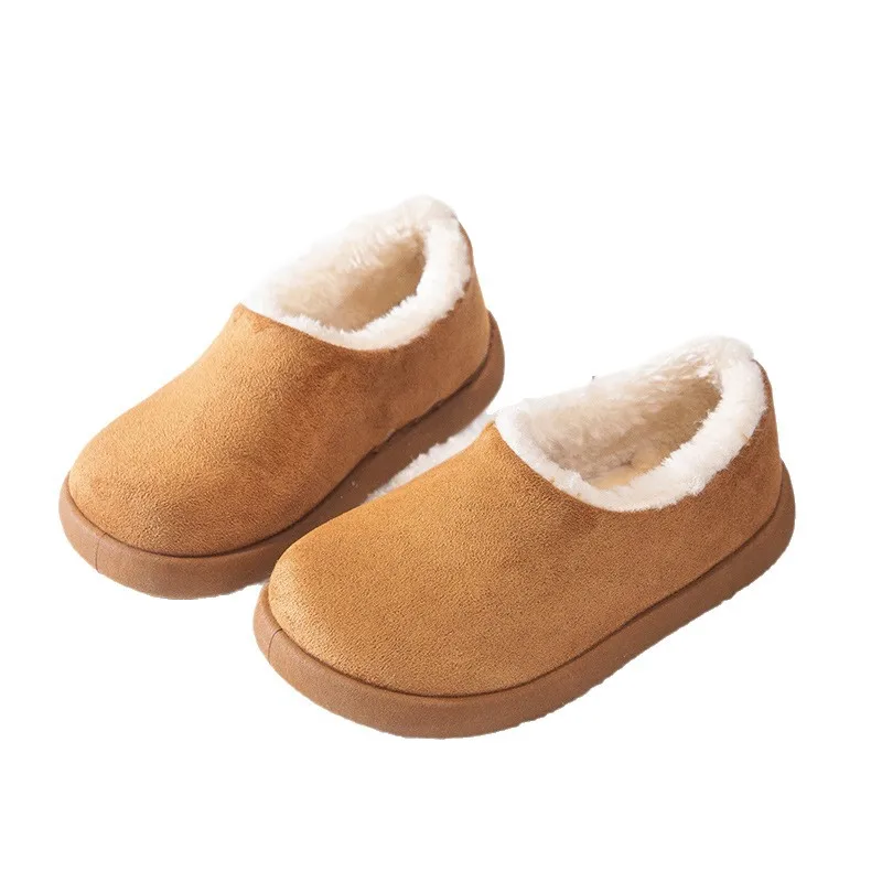 

Детские тапочки, зимние сапоги, однотонная зимняя обувь для девочек, теплая нескользящая обувь цвета хаки с мягкой подошвой, коричневая обувь, размер 36-41