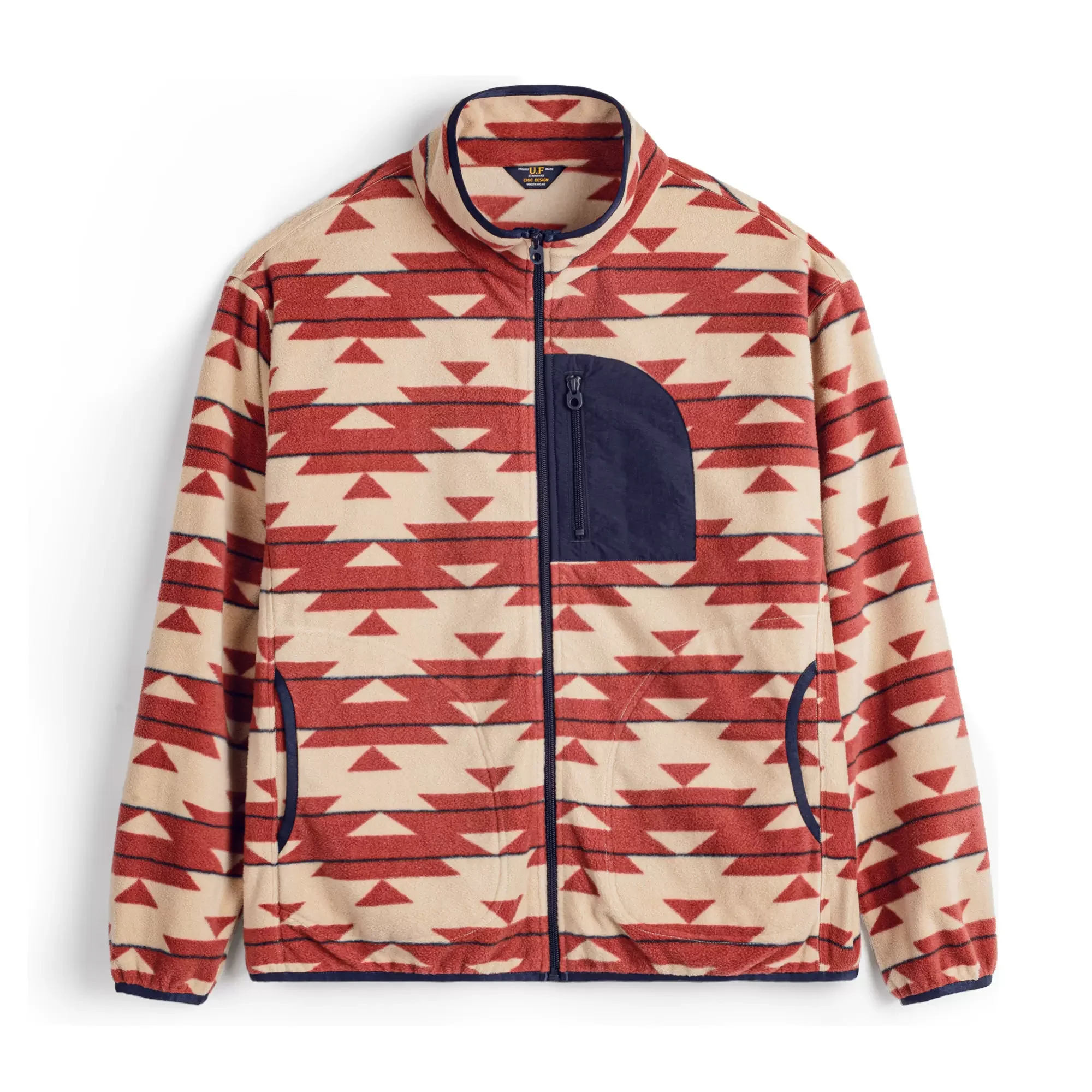 American Navajo Fleece Hoodie Soft Zipper Cardigan Double-sided Stand Up Collar Jacket Men's Spring
