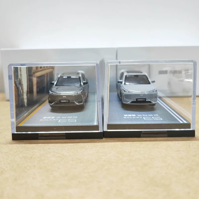 Diecast 1:64 Geely Galaxy E5 New Energy Alloy Car Model Replica Toy Static Finished Ornaments Souvenir Gift Collectibles
