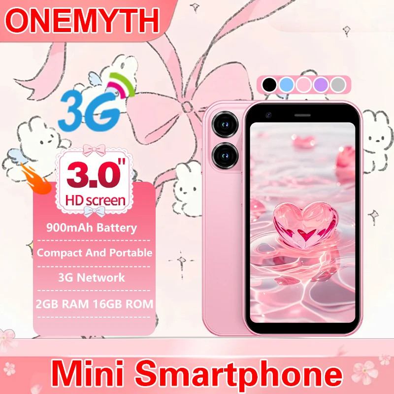 Mini Smartphone -3.0-inch Compact Design | 2GB RAM+16GB ROM | 3G Network | Google Play | Multi Color Selection, Small Phone