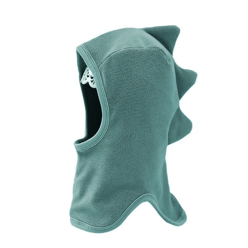 

Comfortable & Breathable Dinosaur Hooded Cap Ear Muff Hat Attached Scarf for Kid D5QA