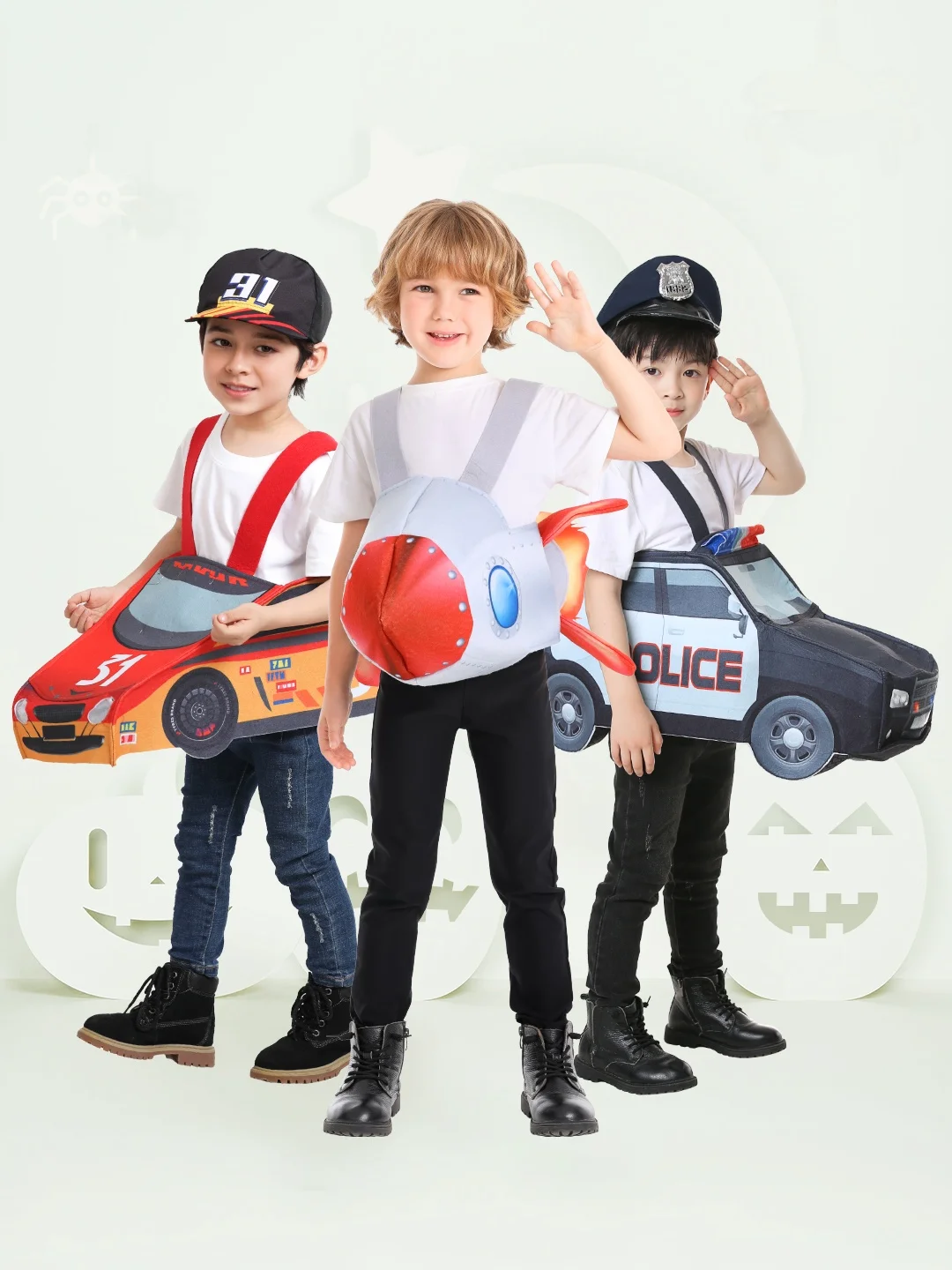 Disfraz creativo de Halloween para niños, ropa de actuación escolar, traje de actuación ligero rojo, fibra de poliéster