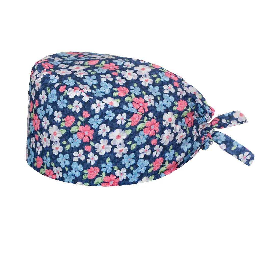 vkamoli Flower print Beauty care cap Pet specialist work cap scrubs cap scrubs women