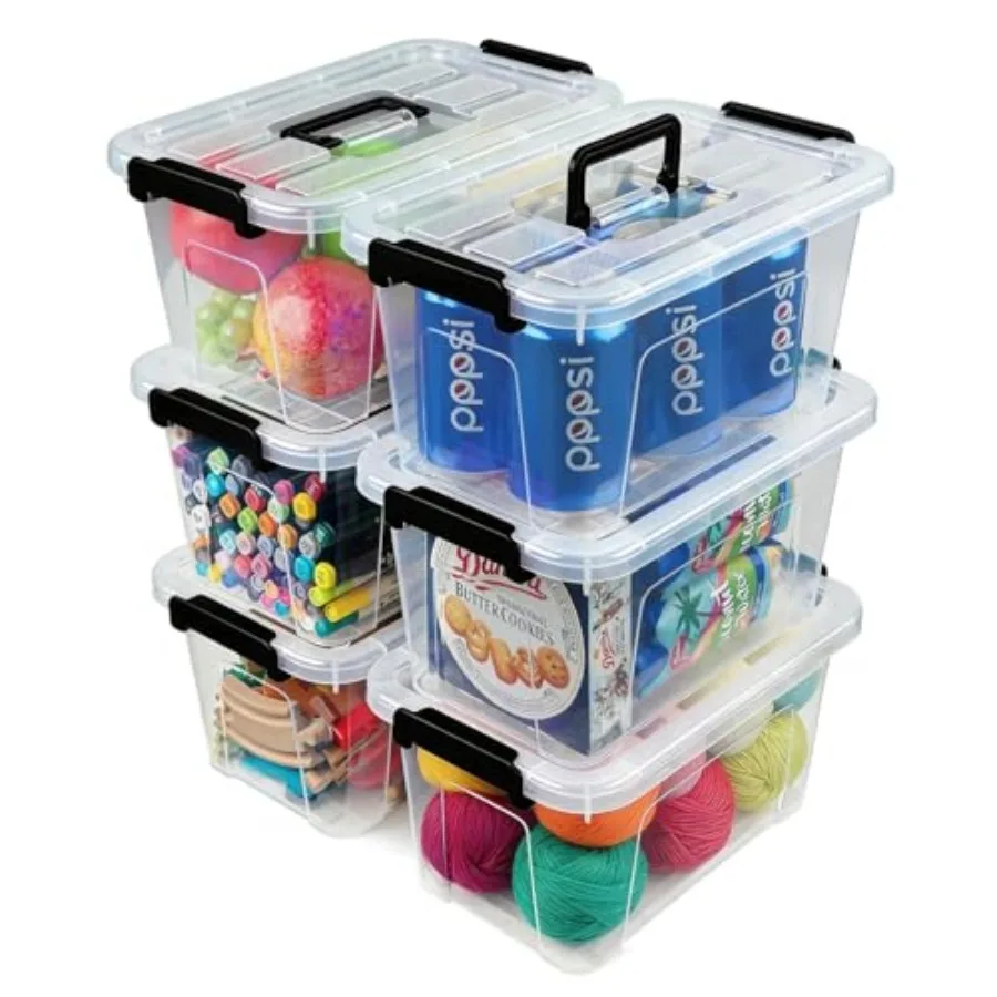 

Plastic Storage Bins with Lids 6 Pack Storage Organizer, 7 Quart Stackable Storage Boxes with Buckle Lids and Handle easy for H