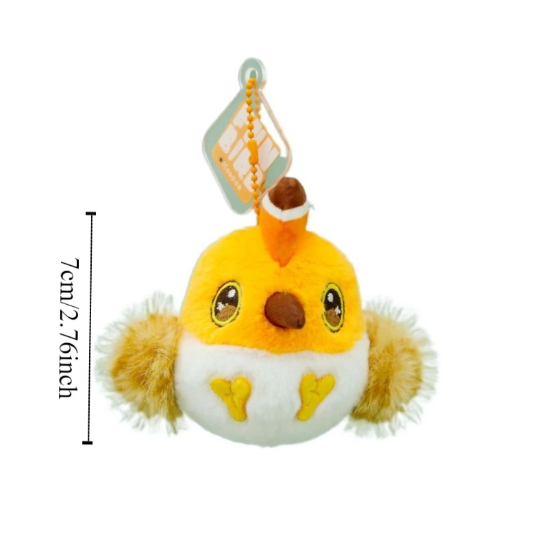 ผ้าฝ้าย PP จี้นกฮูกเต็มไปด้วยหิมะปุยเหมือนจริงพวงกุญแจ Hoopoe ตุ๊กตาสบายการ์ตูนไก่ฟ้าสีทองพวงกุญแจตุ๊กตา
