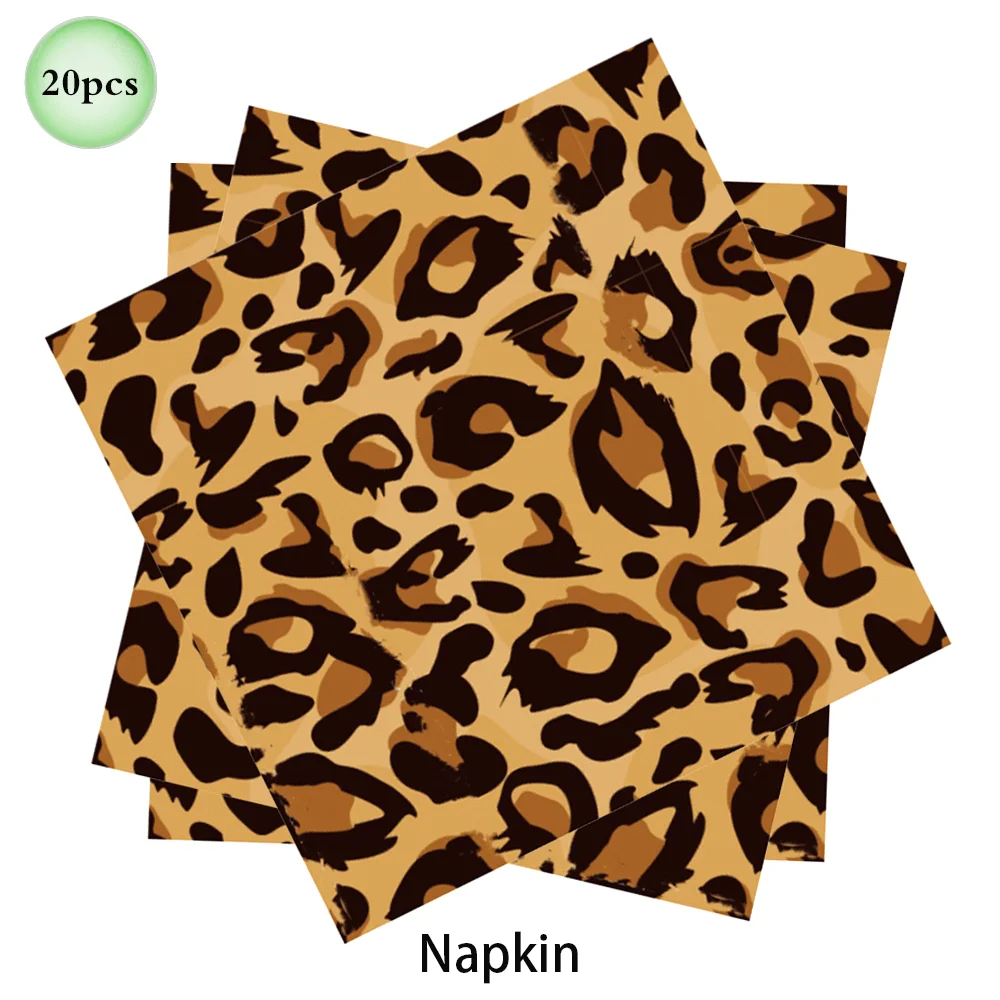 1 Satz Wald Tier Leopard Tiger Druck Platte Tischdecke Servietten Wald Banner Dschungel Safari wild eine Geburtstags feier Dekoration – Detail 16