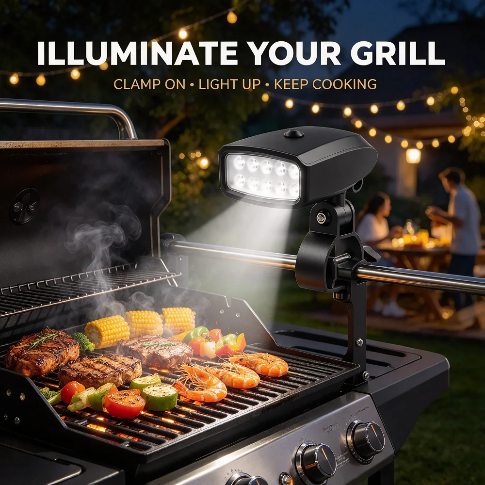 BBQ Grill Light 10 Beads High Brightness Lamp Heat Resistant Practical Barbecue Grilling Lights Party Outdoor Barbeque Picnic