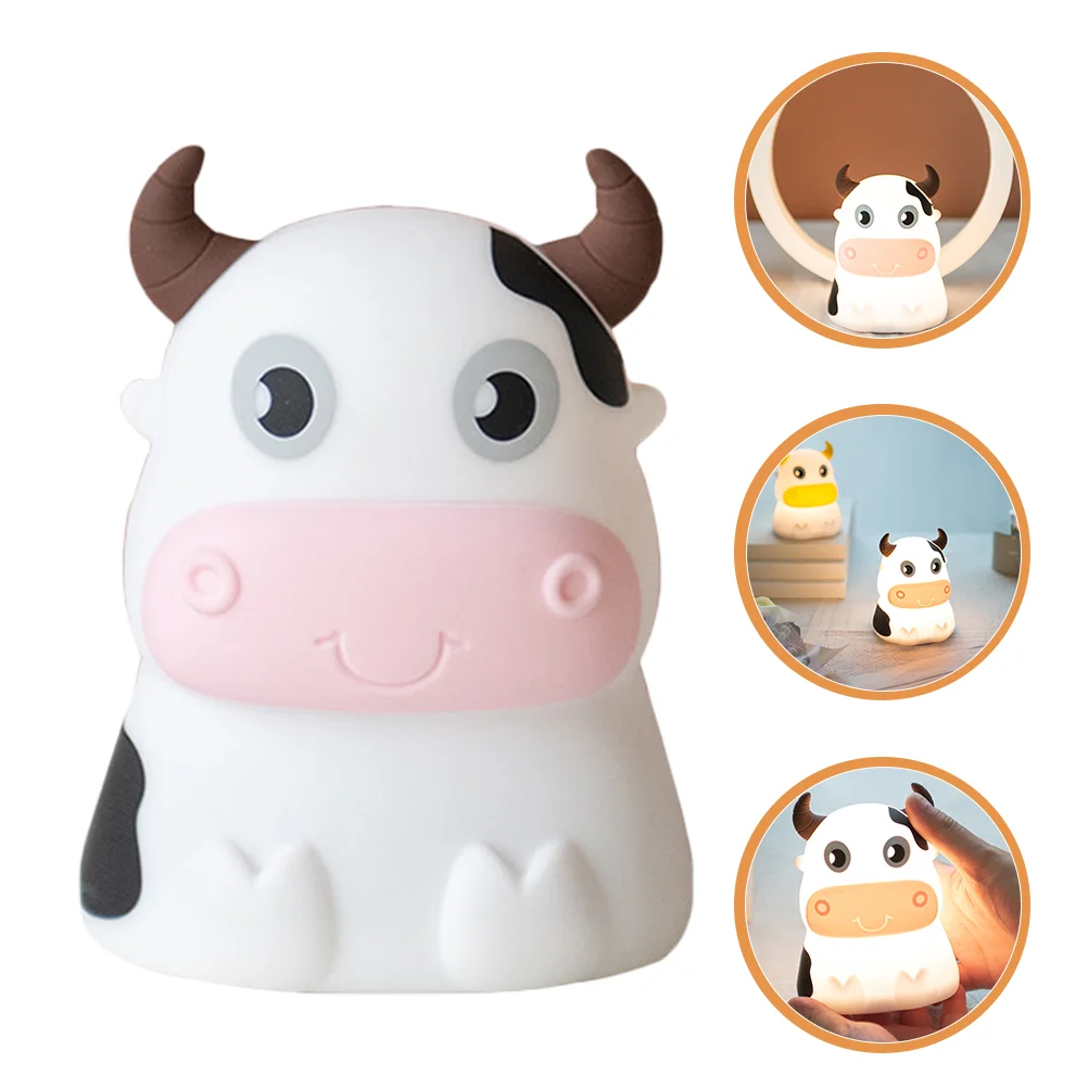 Cow Night Light Lamp for Bedroom Bedside Silicone Silica Gel Desktop Decor Toddler