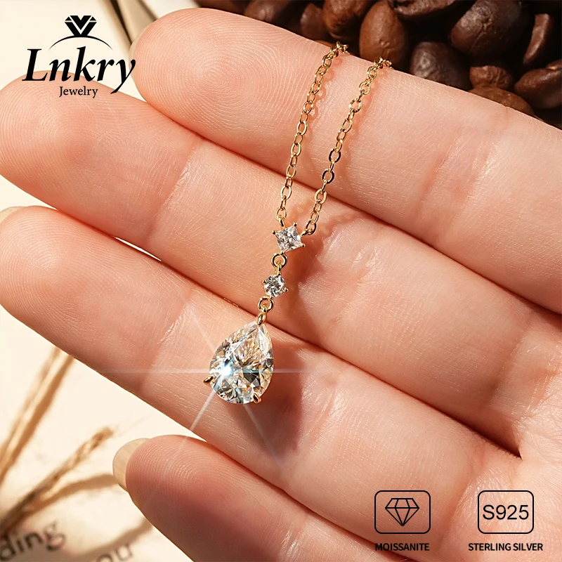

Lnkry Waterdrop Moissanite Pendant Necklace For Women Genuine 925 Silver Moissanite Necklaces Wedding Party Beautiful Jewelry