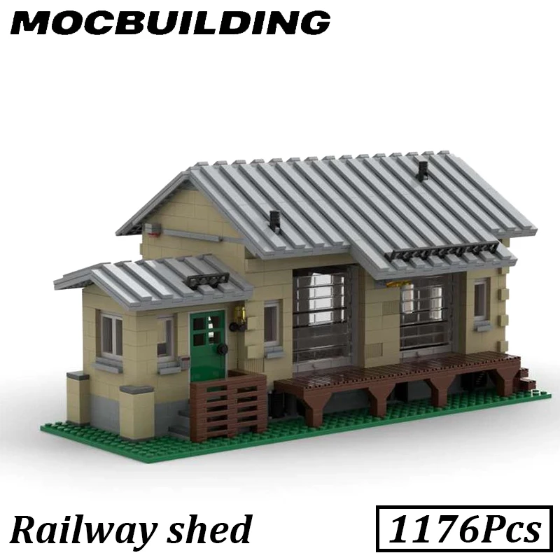 City Railway Train Station Engine Shed Model MOC Building Blocks Bricks DIY Bricks Assembling Toys Birthday Display Christmas