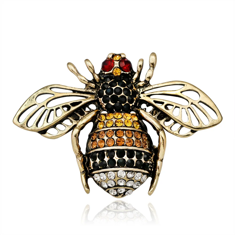 Creative animal insect brooch shiny crystal decoration bee design pin for men and women clothing daily wear jewelry gifts