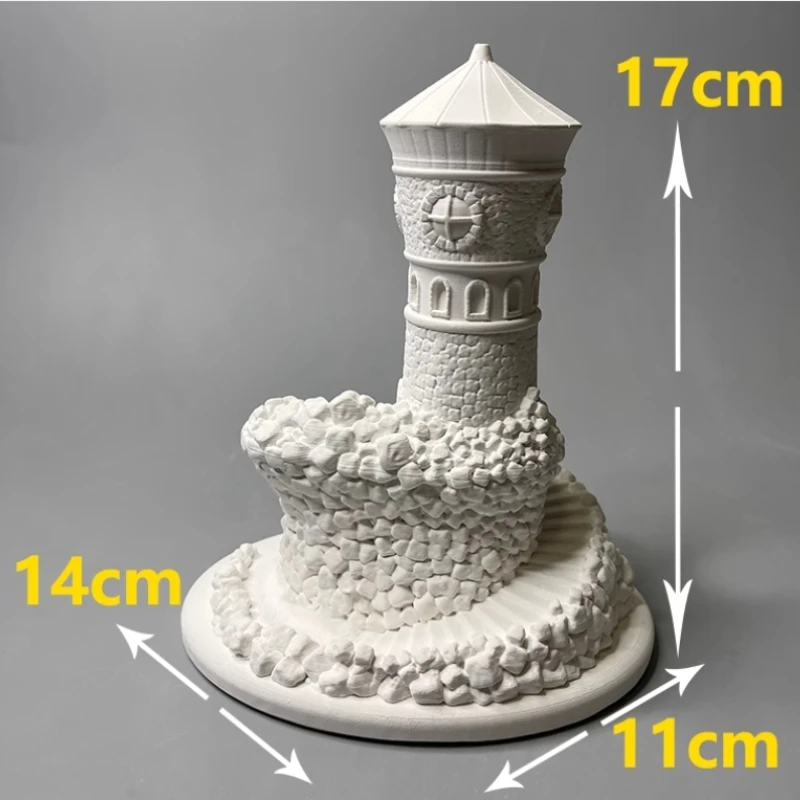 Plaster Lighthouse Sculpture Model, Microlandscape, Creative Artwork, Decoration Gift