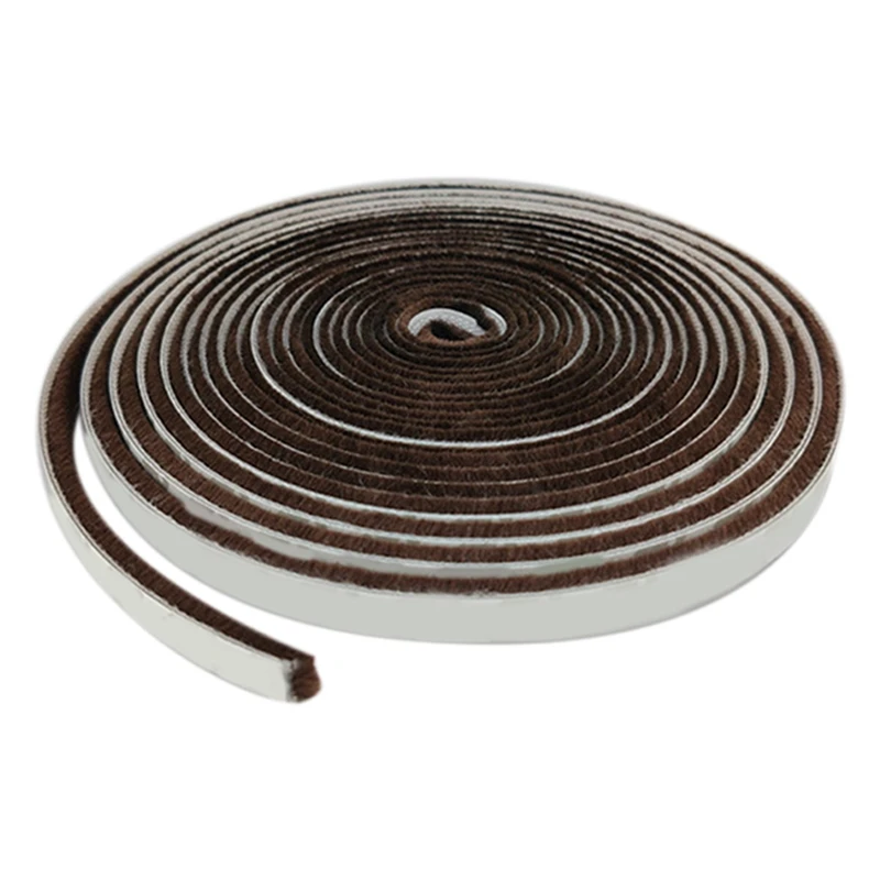 2X Brush Strip Self-Adhesive Windproof Door And Window Sealing Strip Leak-Proof Brush Windproof Sealing Strip-Brown 5M