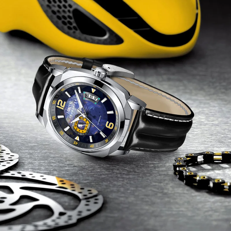 LOBINNI 新しい高級メンズ腕時計スクエア自動機械式時計御代田ムーブメントサファイアガラス防水スポーツ腕時計