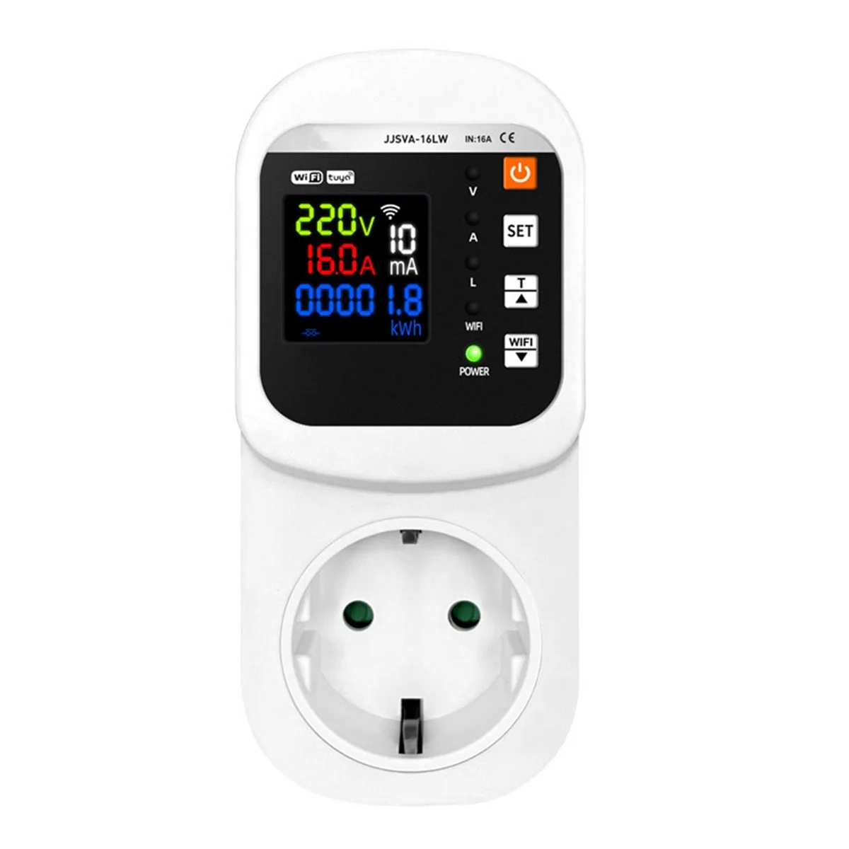 Tuya WiFi Smart Socket Voltage & Current Protector Stabilizer Multifunctional Power Energy Meter EU Plug