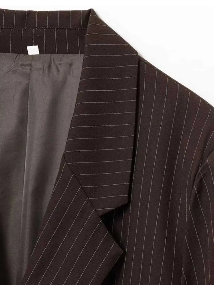 سترة نسائية مخططة كبيرة الحجم بنمط المال القديم وأكمام طويلة وجيوب أمامية أنيقة كبيرة الحجم ملابس خارجية نسائية #3