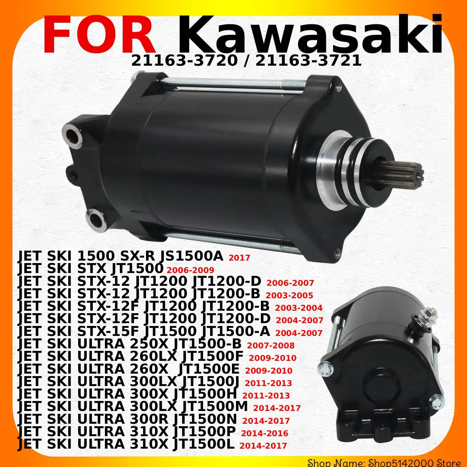 Motorcycle Accessories Electric Motor Starter Device For Kawasaki JET SKI 1500 SX-R JS1500A STX  JT1500 STX-12 STX-12F JT1200