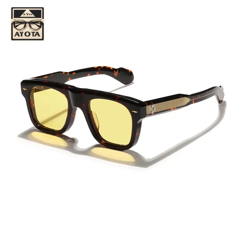 Lunettes de soleil carrées en acétate faites à la main pour hommes et femmes, lunettes de protection UV400, rétro, extérieur, marque de luxe, nouvelle mode