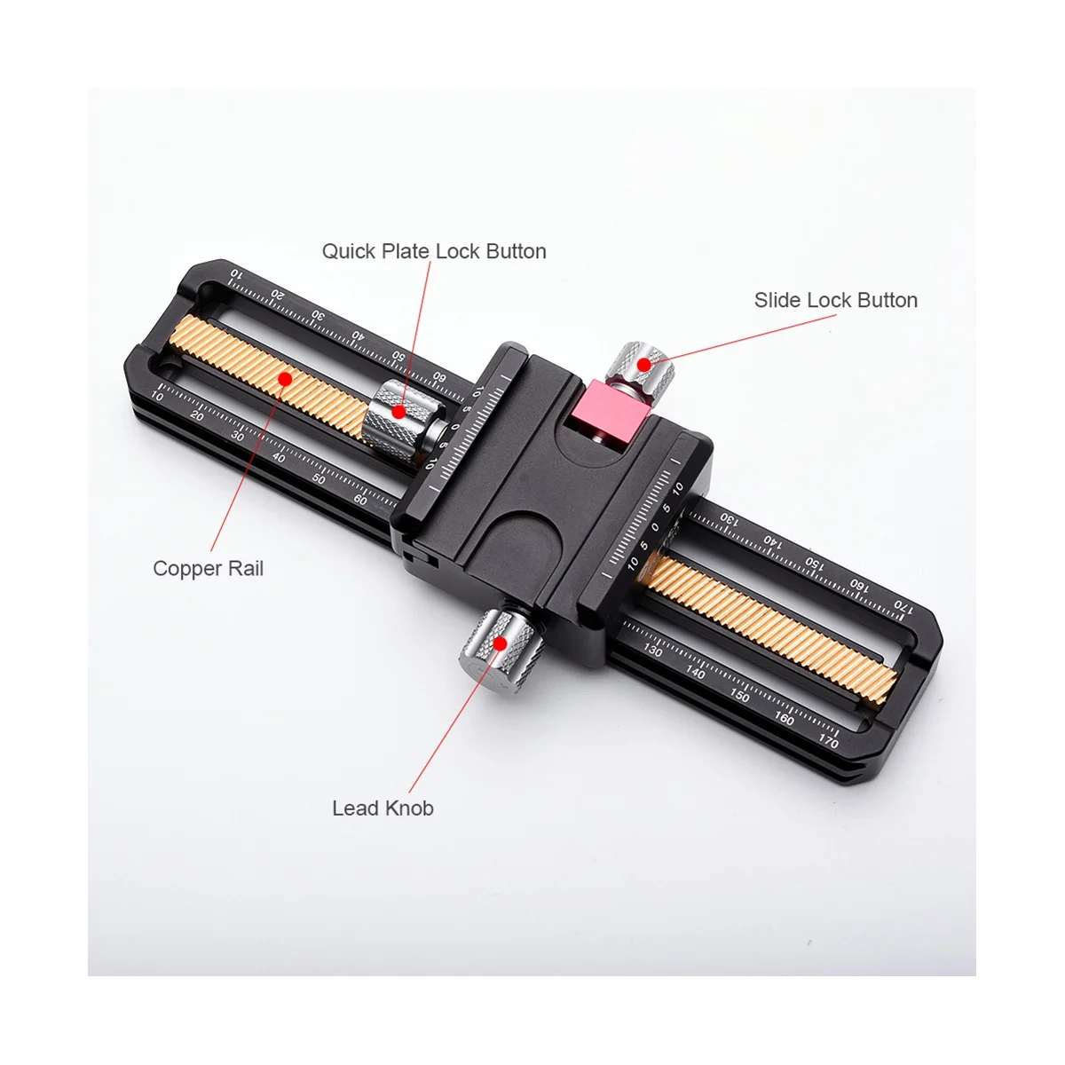 170mm Macro Focusing Rail Slider with Arca-Swiss Fit Clamp Quick Release Plate for Close-Up and Reptiles Photography