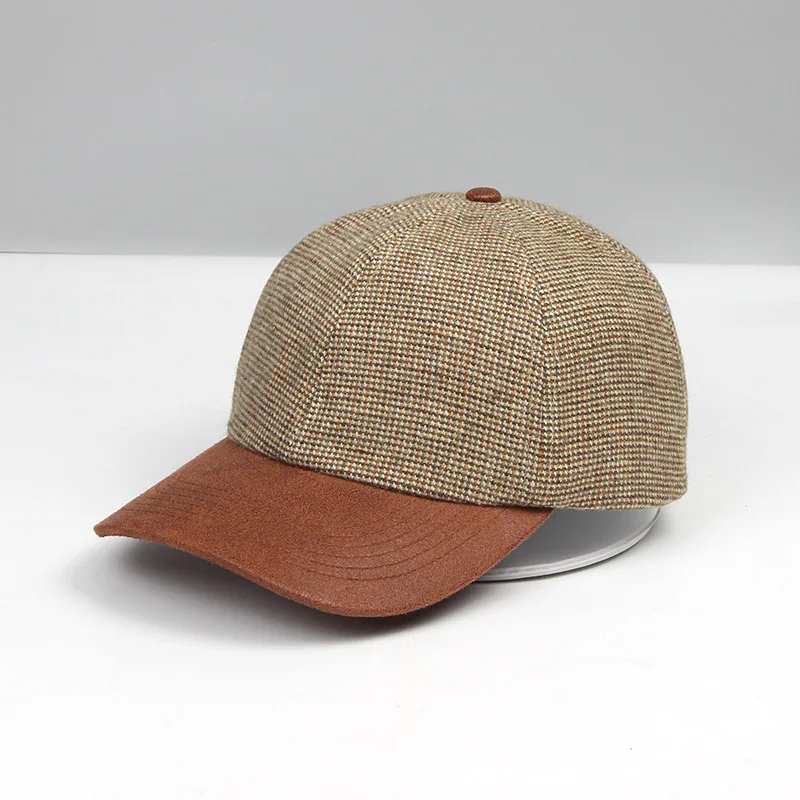 Individuell Bestickte Logo-Baseballkappen aus Wolle für Herbst und Winter, Unisex, mit Kunstleder-Schirm und Britischem Sportdesign – Detail 5