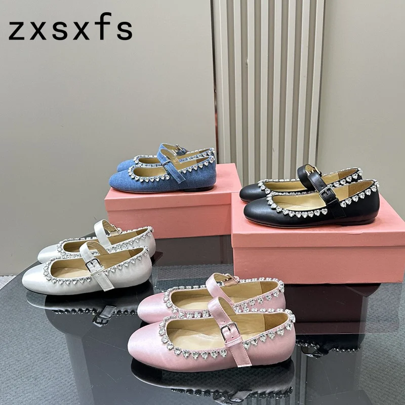 Lente Crystal Dames Doudou Schoenen Casual Platte Loafers Schoenen Catwalk Formele Zakelijke Zijde Outdoor Walk Schoenen Mujer