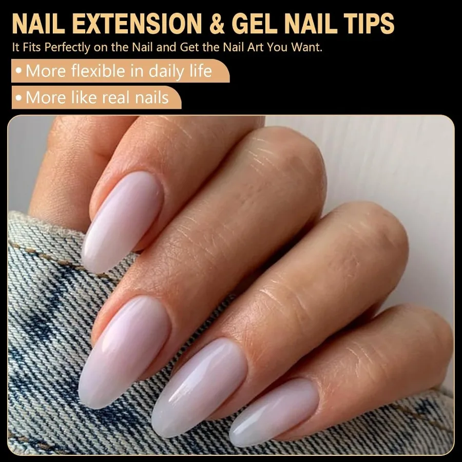 600 pièces sculptées moyen rond doux Gel ongles conseils professionnel faux ongles conseils avec boîte 14 tailles couverture complète clair acrylique Pr sur faux