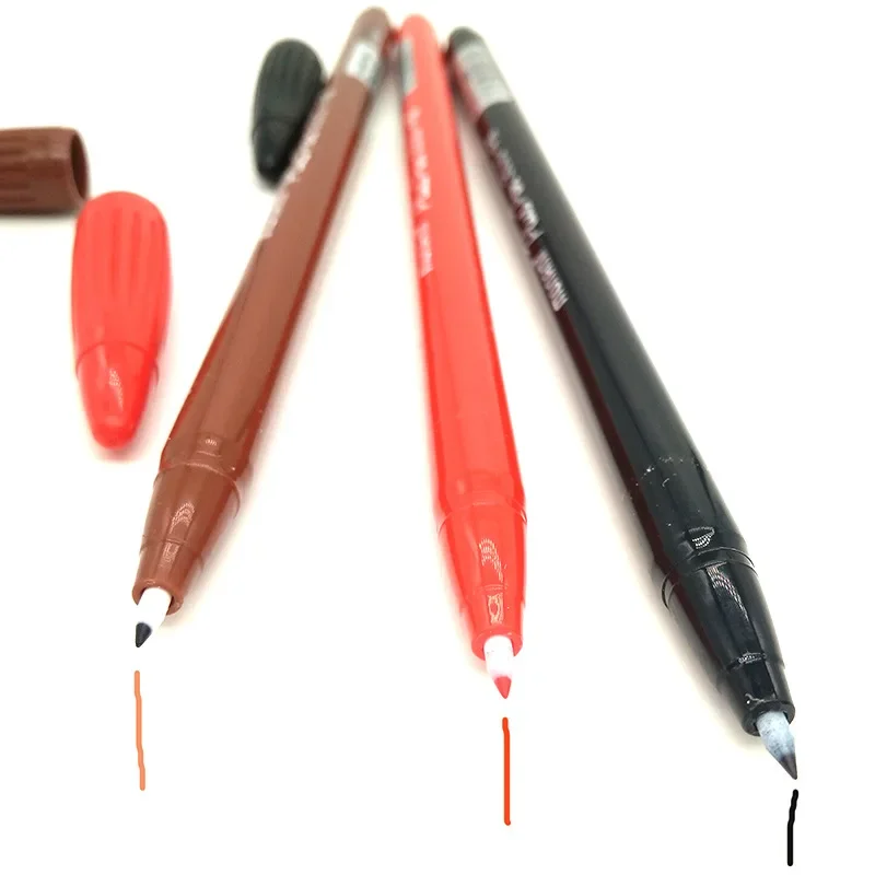 2 pçs à prova dwaterproof água tatuagem lápis sobrancelha lábio forro preto marrom vermelho microblading cirúrgico pele marcador caneta permanente
