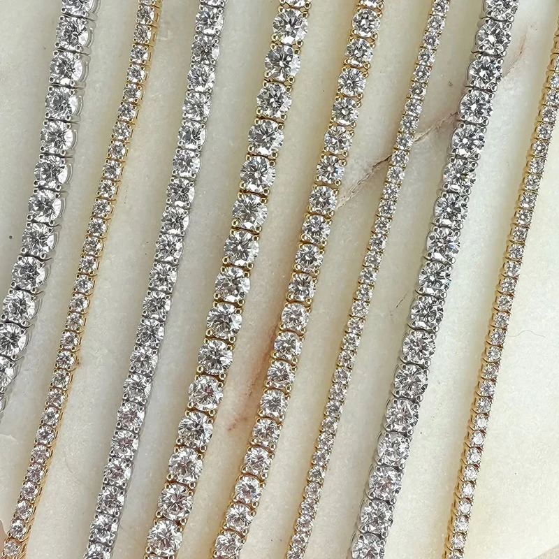 

Теннисный браслет из стерлингового серебра 925 пробы с муассанитом — сверкающий драгоценный камень в стиле унисекс, модный повседневный аксессуар для мужчин и женщин