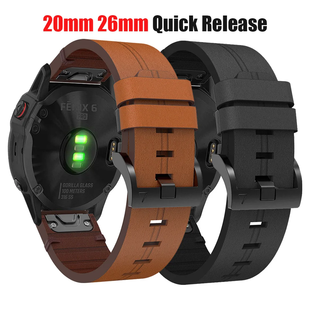 Genuine Leather 22/26mm Strap For Garmin Fenix 8 pro E 7X 7 6X 6 5plus/Quatix 8 Band Enduro/Instinct 3 970 965 QuickFit Bracelet