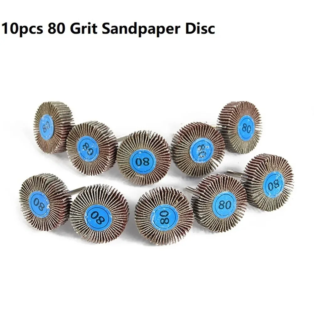 

80 Grit Grinding Sanding Sandpaper Flap Wheel Discs 3.0mm Shank Shutter Polishing For Dremel Rotary Tools