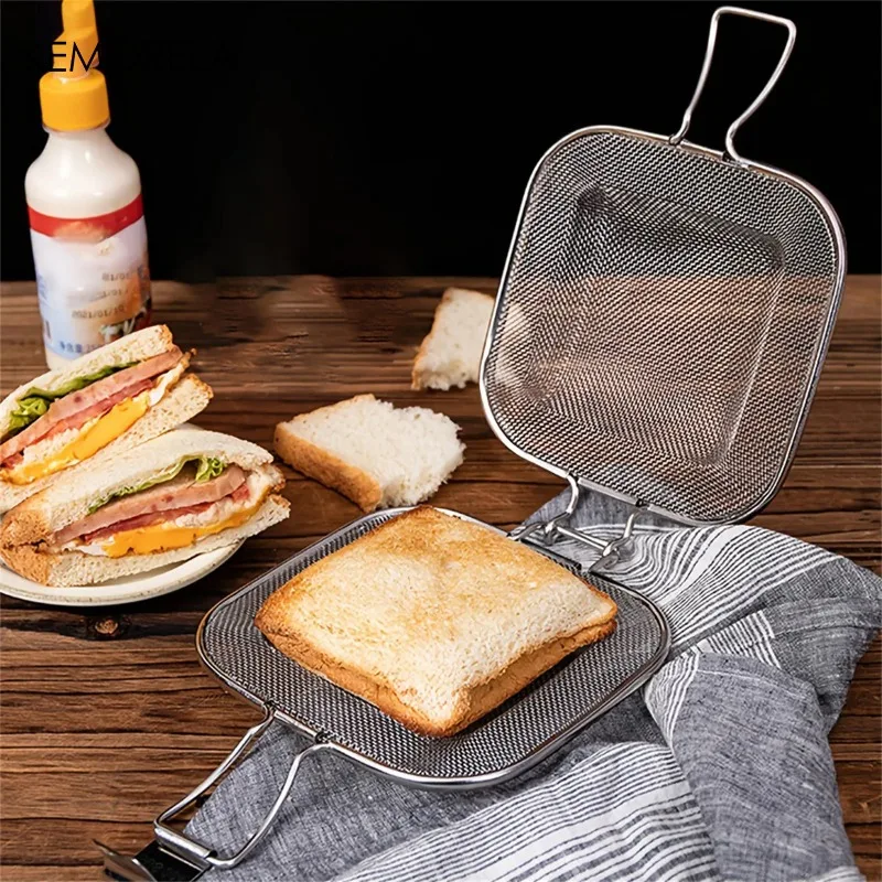 1PCS Stainless Steel Sandwich Toaster Grill Pan Sandwich Clip Bread Heating Oven Accessories Baking Tool Non Stick Cooking Grid