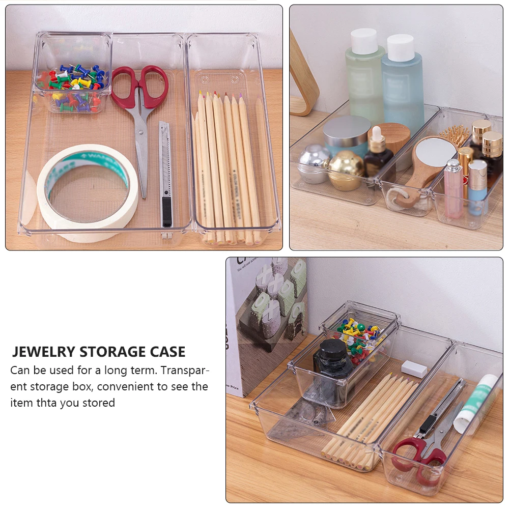 

Jewelry Storage Case Transparent Plastic Desktop ganizer Multifunctional Stackable Bedroom Office Study Living Room