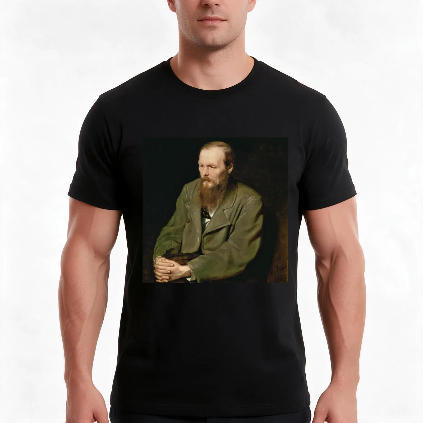 Fyodor Dostoevsky portrait T-Shirt Summer Casual Cotton Tee Oversized Streetwear Tops Vintage Graphic Print Unisex Men Women