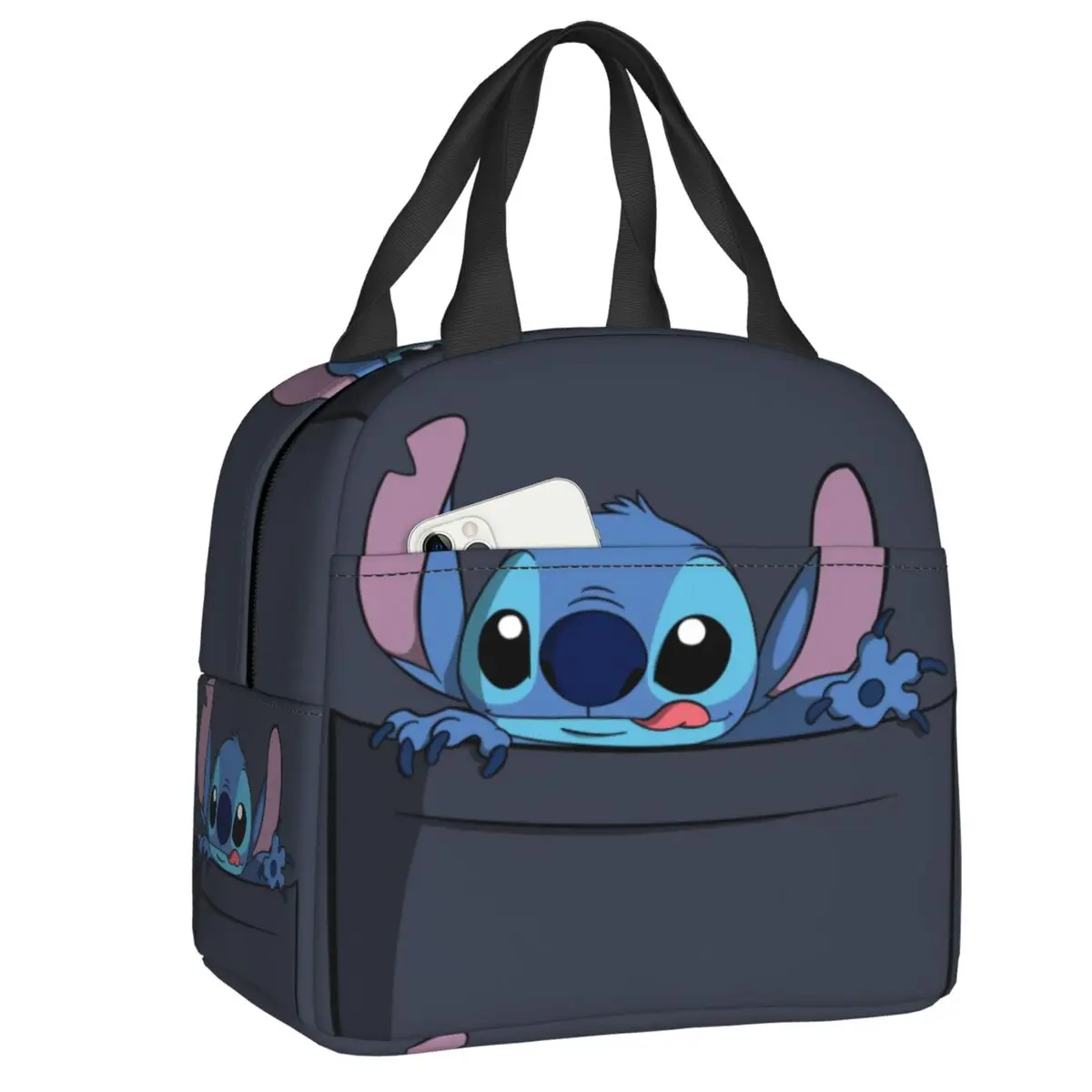 

Custom Cute Pocket Stitchs Insulated Lunch Bags for Women Funny Anime Portable Thermal Cooler Bento Box Outdoor Camping Travel