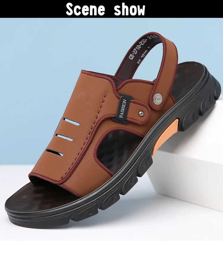 Herren Sommer Casual Zwei-Wege-Sandalen Slip-On mit Dicker Sohle Rutschfest Verschleißfest Atmungsaktiv Outdoor Strandpantoffeln-2718 – Detail 9