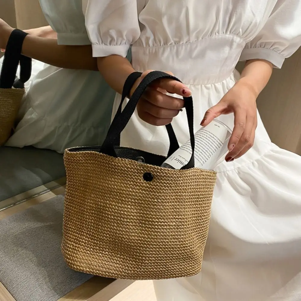 

Повседневная вместительная сумка-тоут из соломы, модная простая плетеная сумка, летняя пляжная сумка для активного отдыха