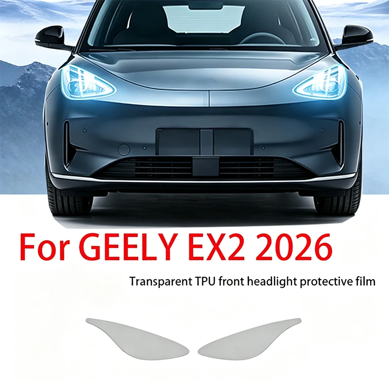 For GEELY EX2 2026 Headlights, Black Smoked High Gloss TPU Protective Film, Scratch Resistant, UV Resistant PPF Vinyl Film