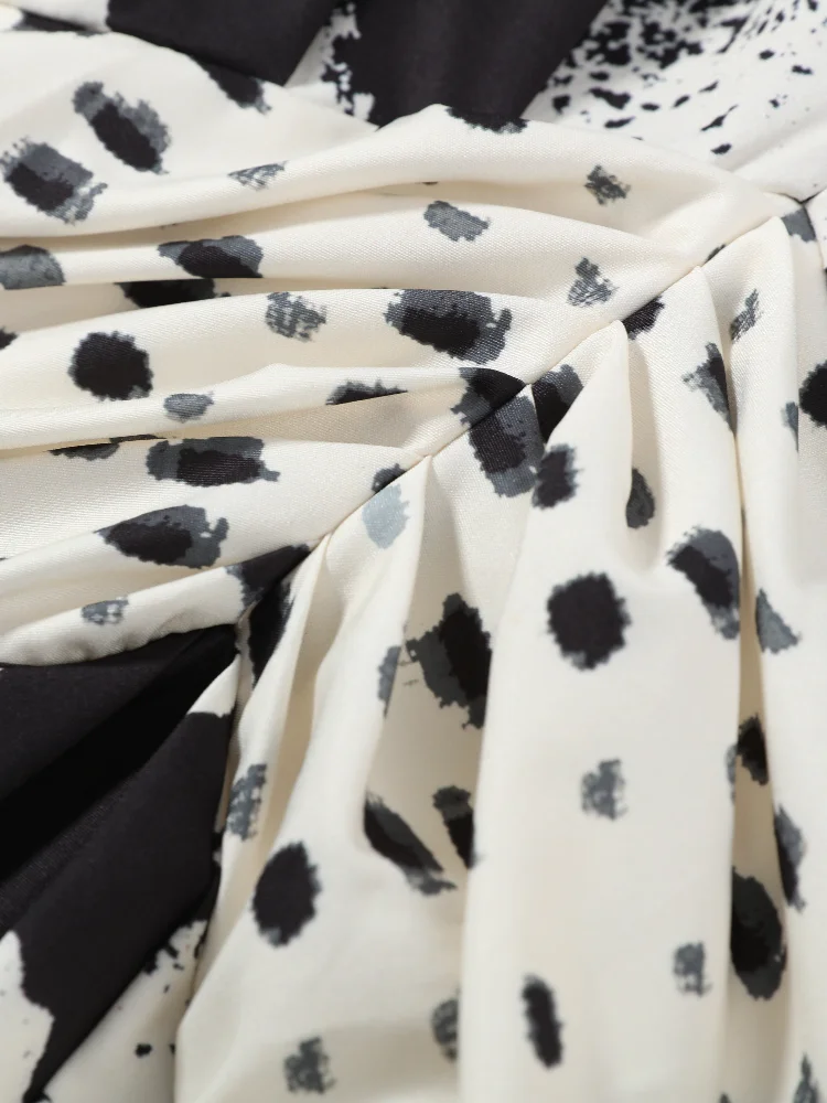 Bedrucktes Tailliertes Paneelkleid für Damen Sexy V-Ausschnitt Fledermausärmel Locker Sitzend Tägliches Partykleid Schicke Damenkleider – Detail 6