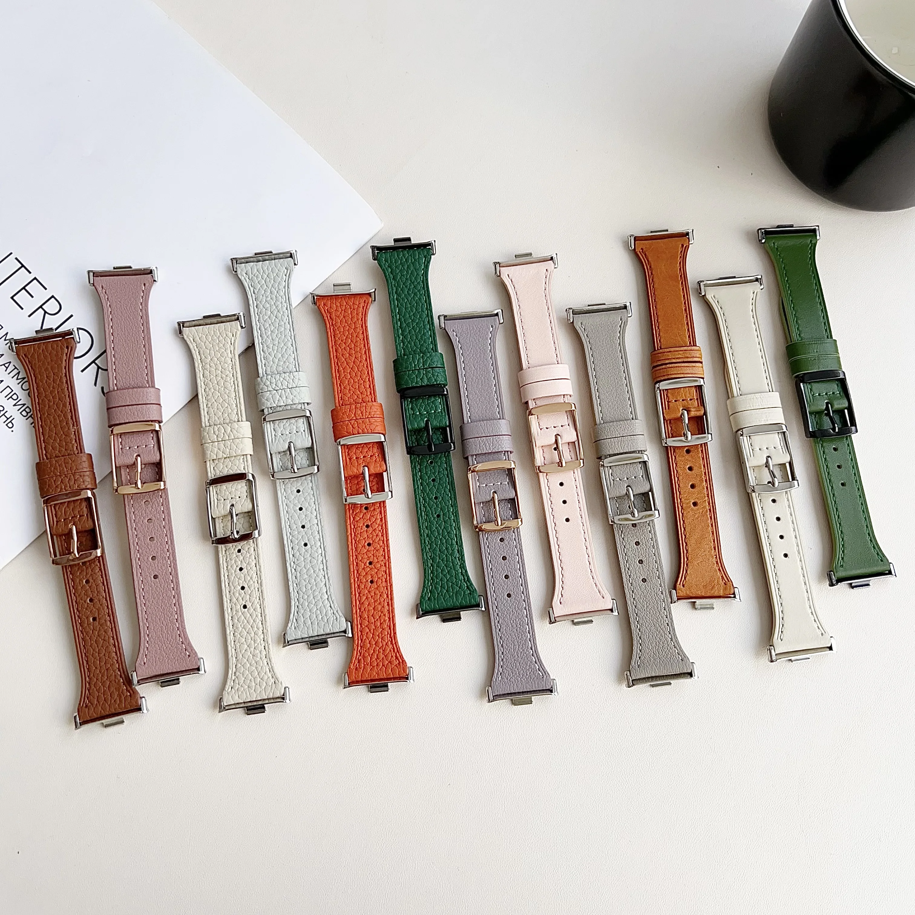 Lederband quadratischer Schnallen riemen für Redmi Watch4 für Xiaomi Band8 Pro