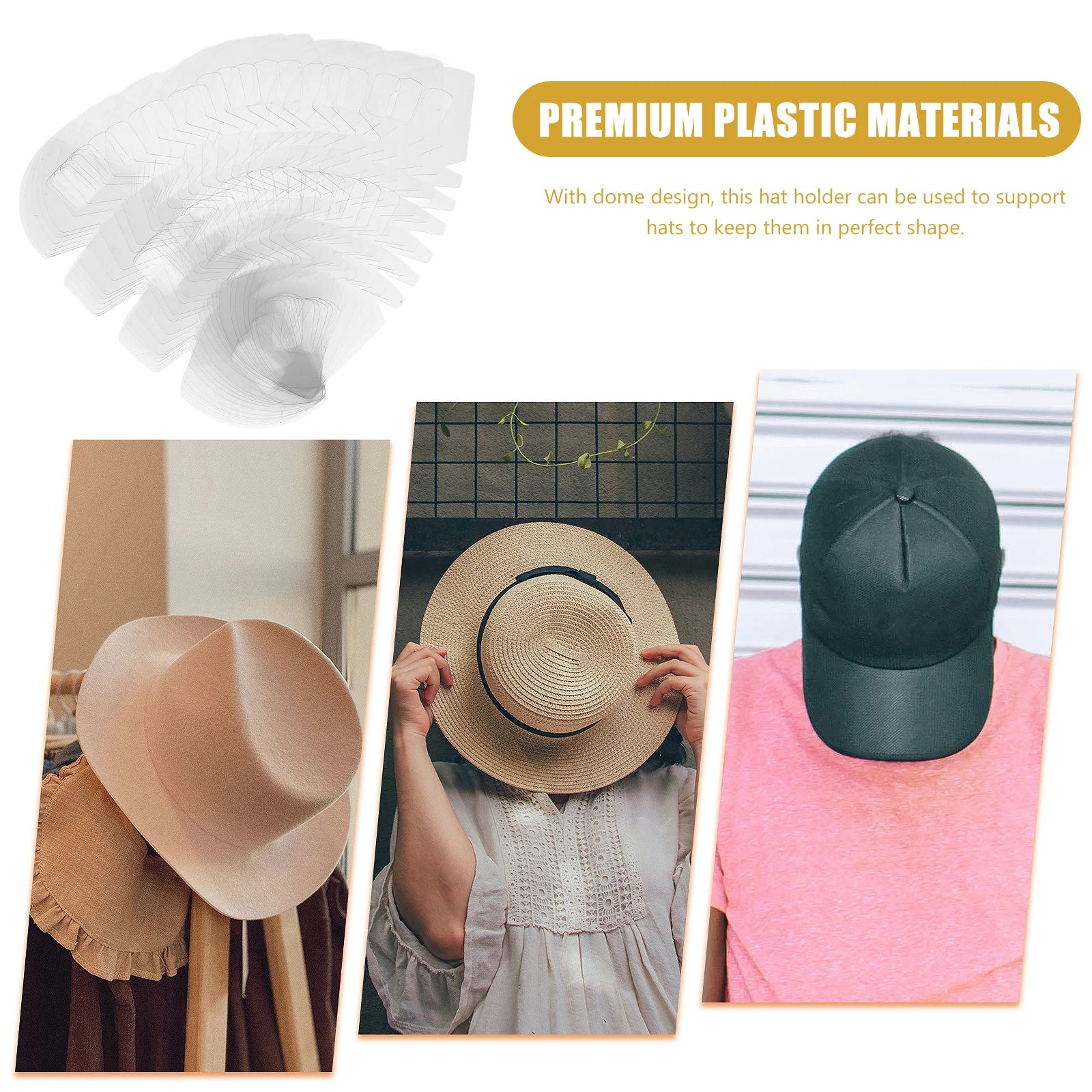 

25pcs Baseball Cap Support Lining Anti-Deformation Inserts Plastic Hat Inner Support for Packaging Photography Props