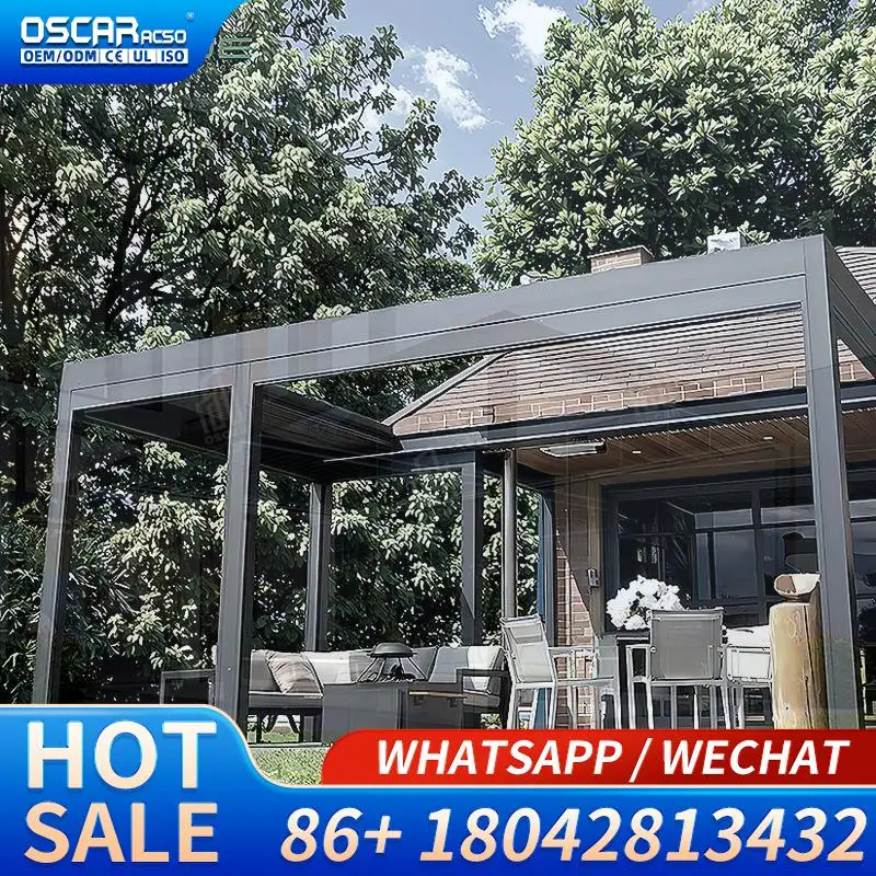 Waterproof Louvered Roof Outdoor Gazebo Garden  Aluminum Bioclimatic for Patio Balcony Backyard Pergola