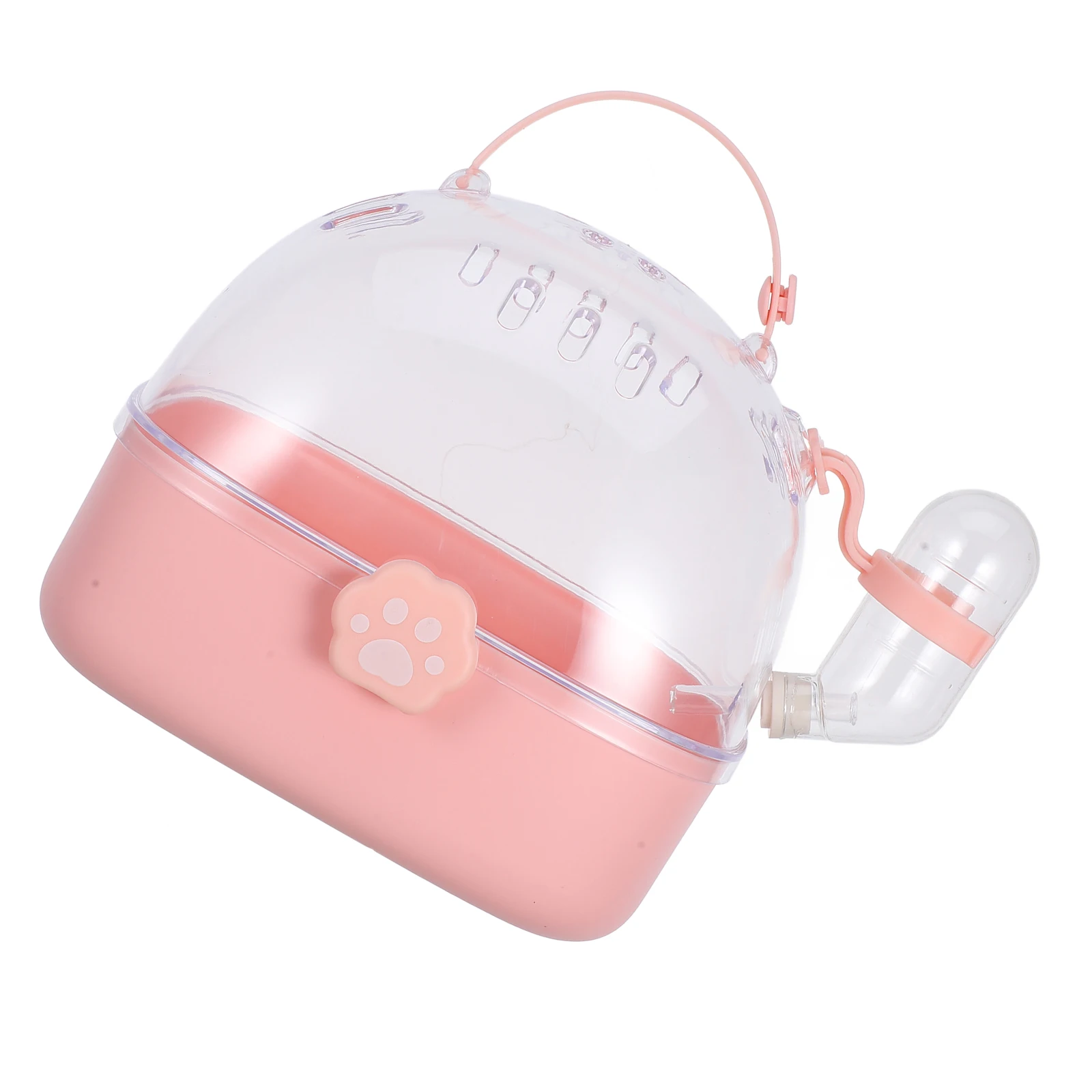 

Portable Hamster Cage Pink Travel Carrier Small Pets Water Bottle Durable ABS Lightweight Compact Ventilation Holes Easy