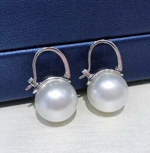 

HUGE AAAA 11-12MM GRADE WHITE AKOYA ROUND PEARLS EARRINGS 925s