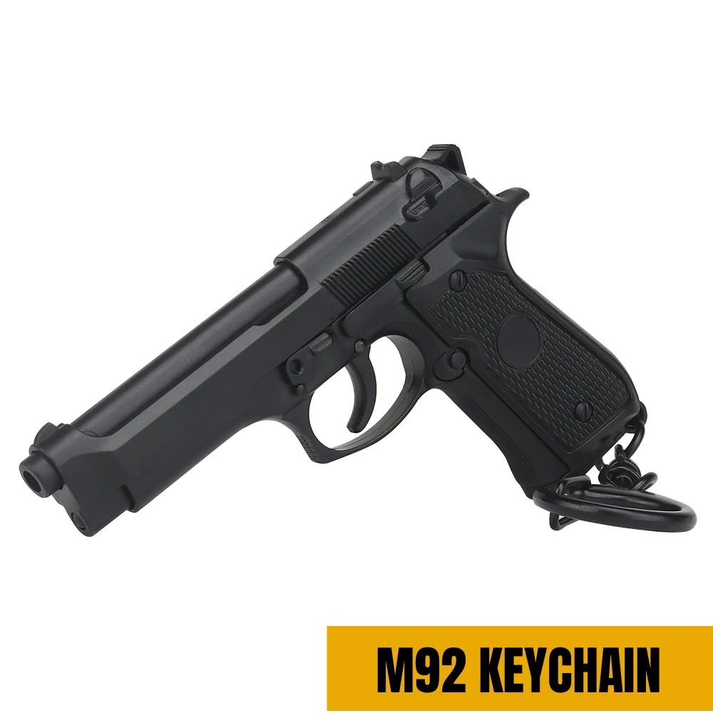 Llavero con forma de pistola en miniatura, Mini llavero de pistola de M92-Black 1:4, adorno colgante, regalo para fanáticos del ejército, colección de modelos