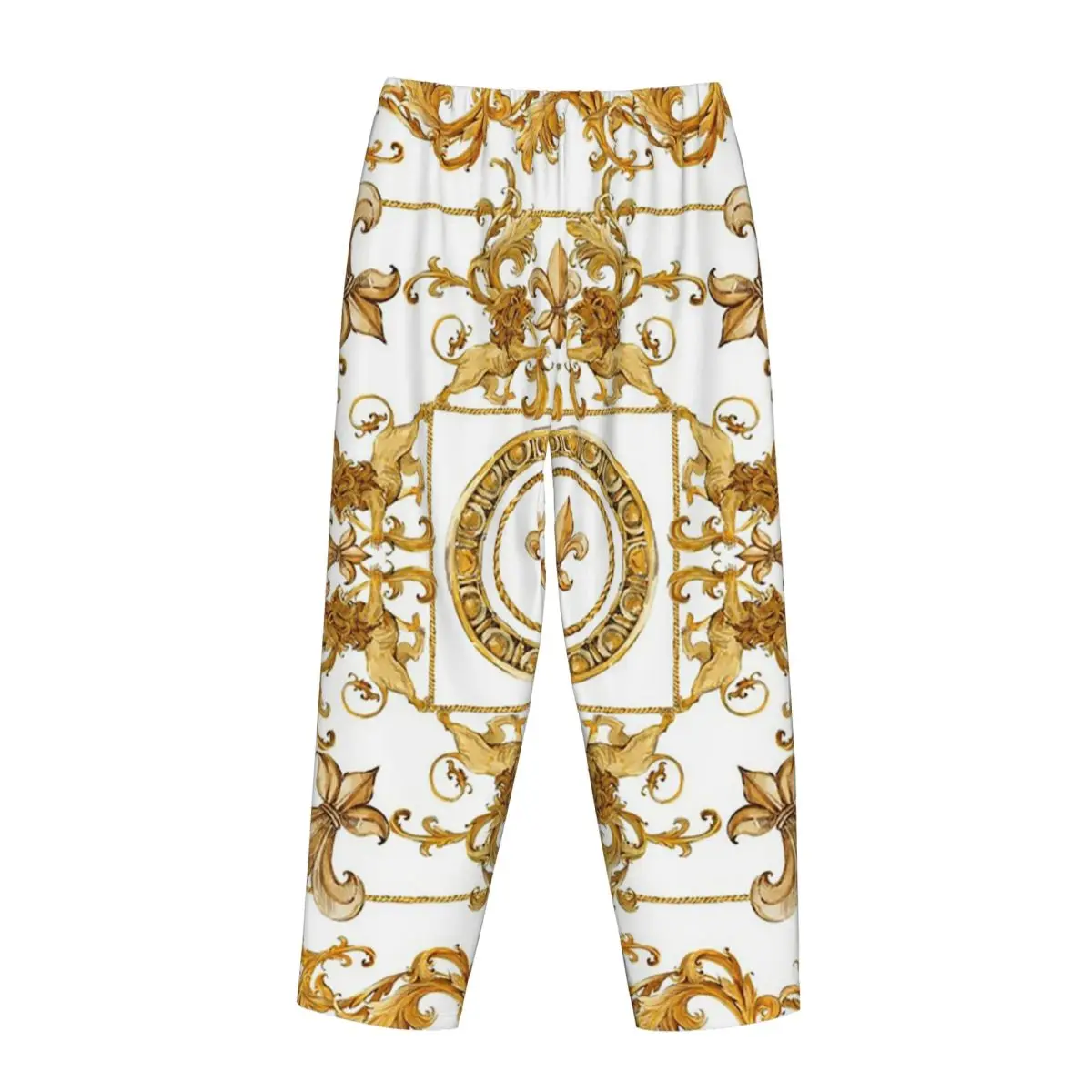 Custom Golden Baroque And Damask Ornament Women Pajama Pants Lounge Sleep Sleepwear Bottoms with Pockets