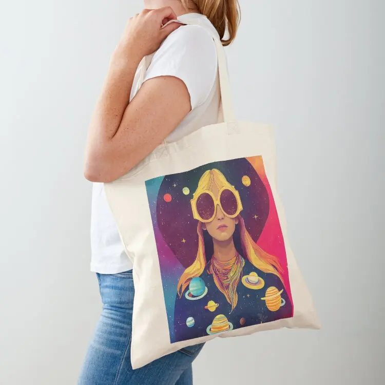 

Hippie girl with glasses Tote Bag hand bag reusable shopping bags handbag shopping cart bags