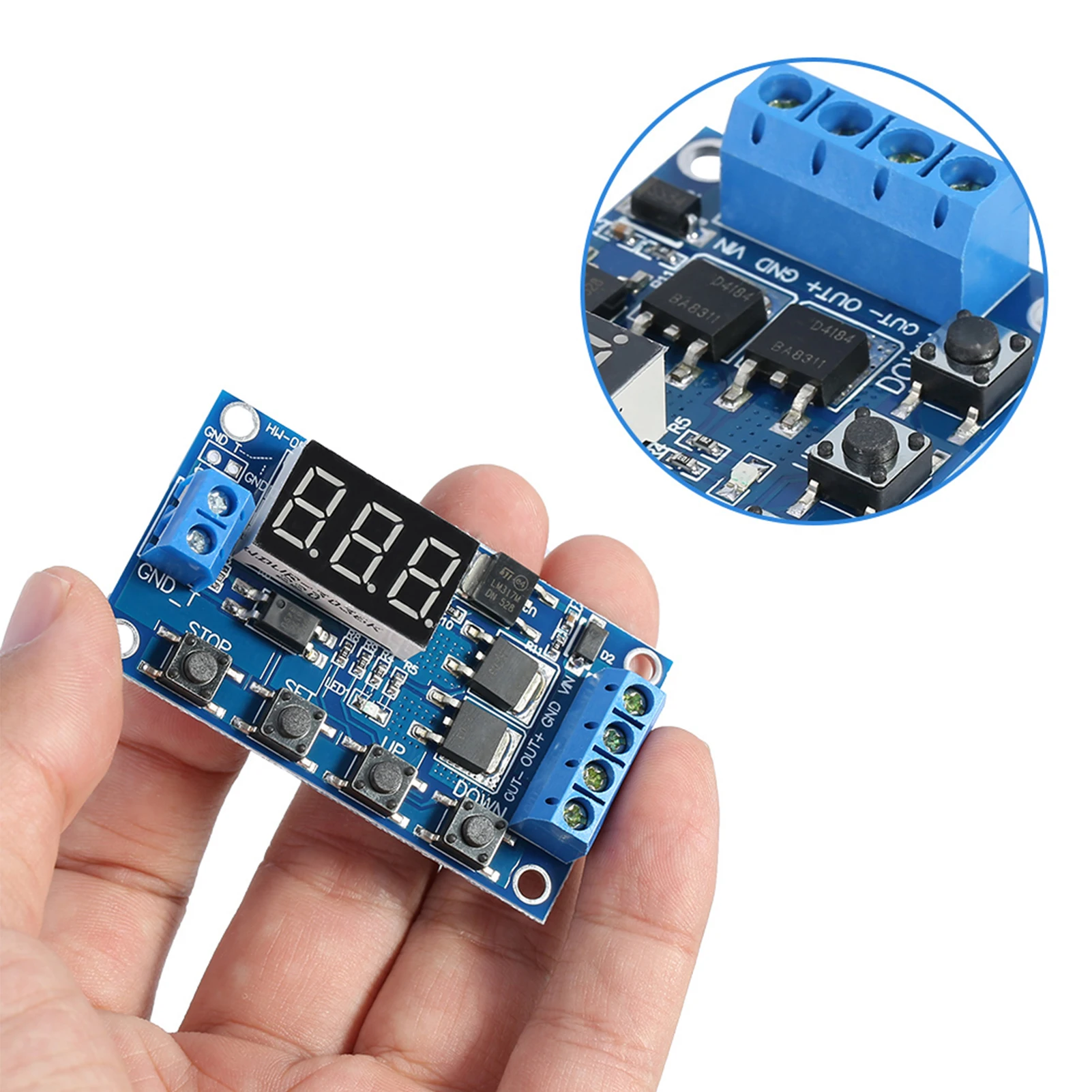 Interruptor de temporizador de retardo de ciclo de disparo DC 5V-36V, módulo de relé de encendido y apagado con pantalla LED