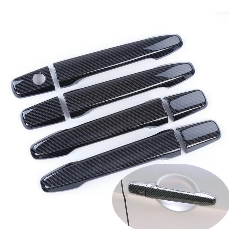 For Mitsubishi Outlander Lancer ASX 2008-2020 ABS Chrome Carbon Fiber Door Handle Cover Sticker Styling Accessories Overlays