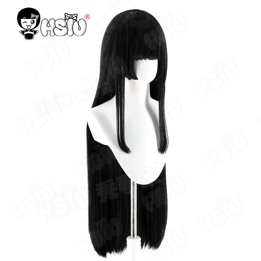 Rinko Shirokane شعر مستعار تأثيري الألياف شعر مستعار اصطناعي 「HSIU」 80CM شعر مستعار أسود طويل + غطاء شعر مستعار أنيمي بانج دريم! شعر مستعار تأثيري #5